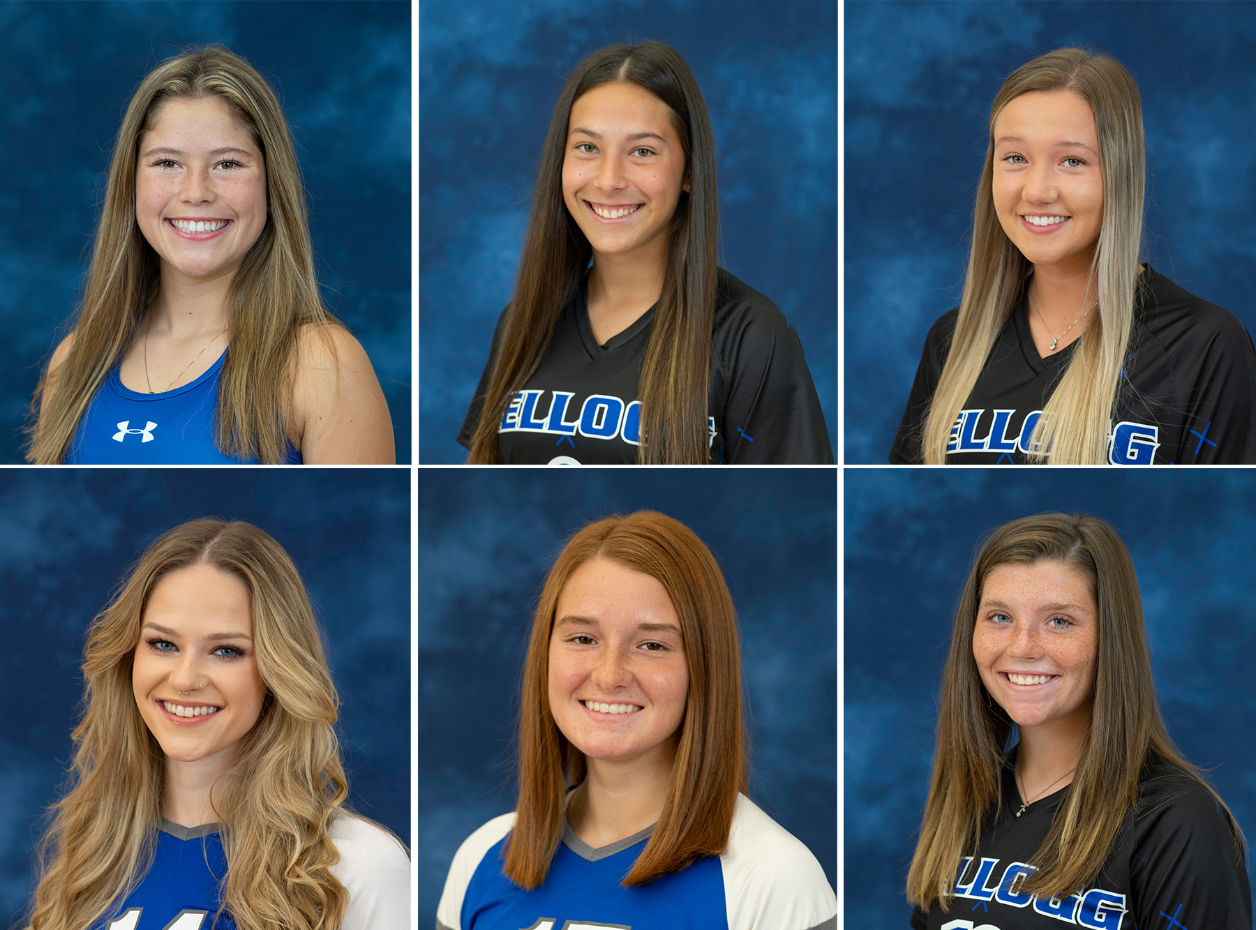 Portraits of KCC's six student athlete award winners for the Fall 2021 season.