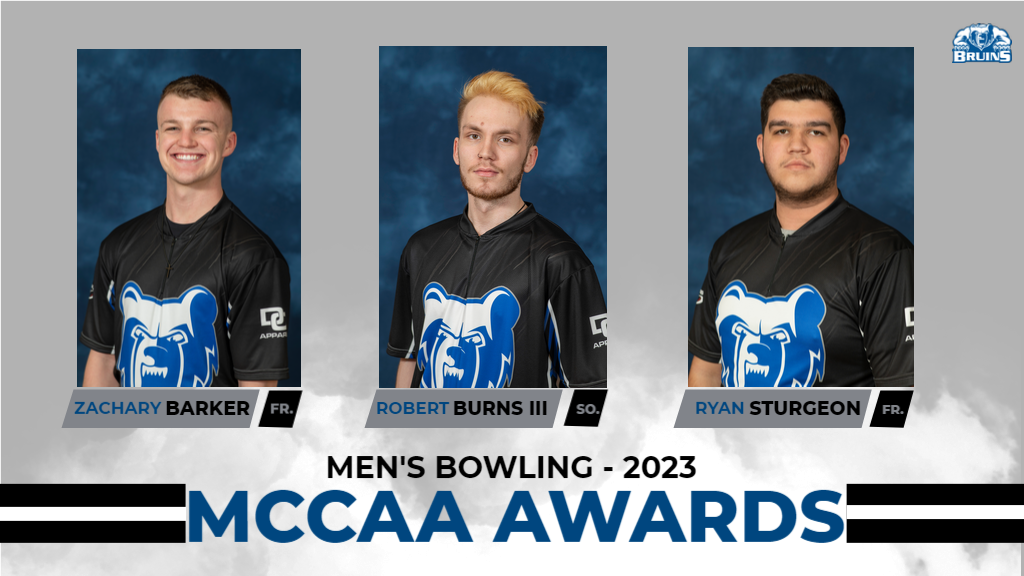 Zach Barker, Robert Burns III, and Ryan Sturgeon win MCCAA men's bowling awards for 2023. 