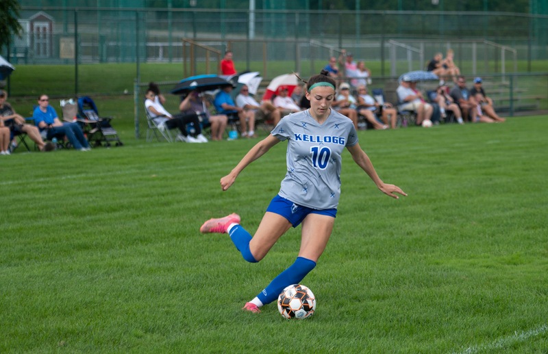 Women's soccer players compete against Terra State Community College.